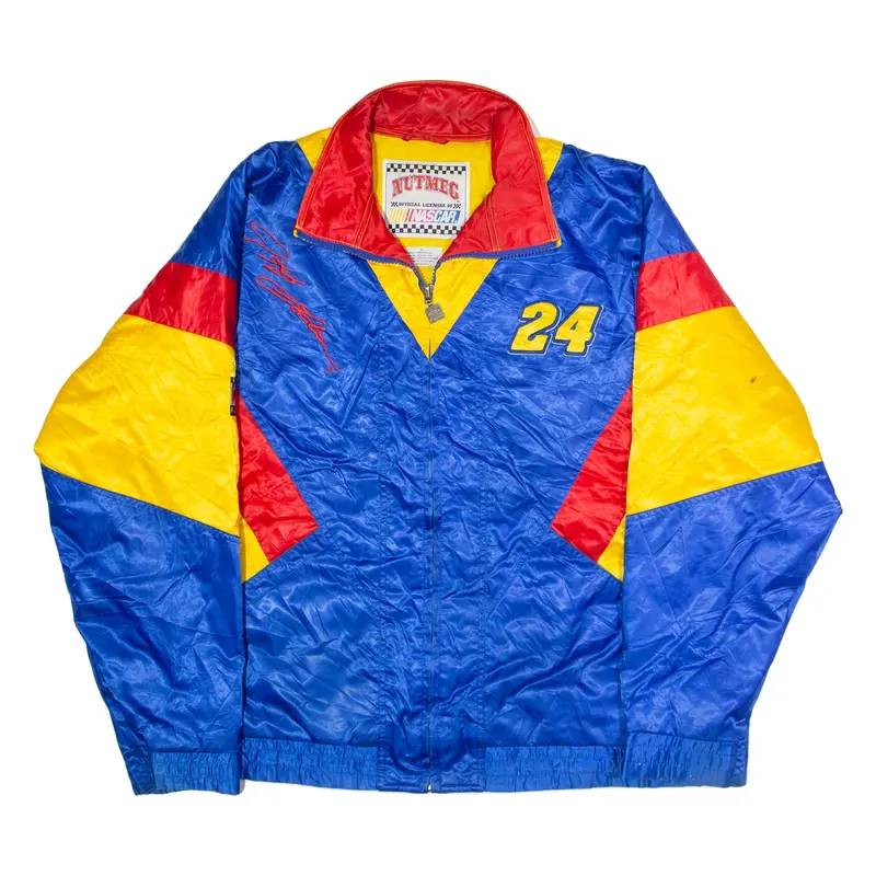 NUTMEG Jeff Gordon #24 NASCAR Mens Shell Jacket Blue Nylon 90s USA XL