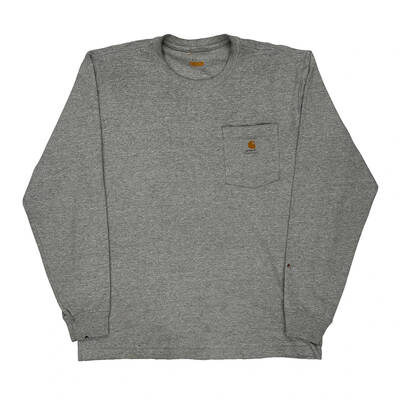Carhartt Long Sleeve T-Shirt - Large Grey Cotton