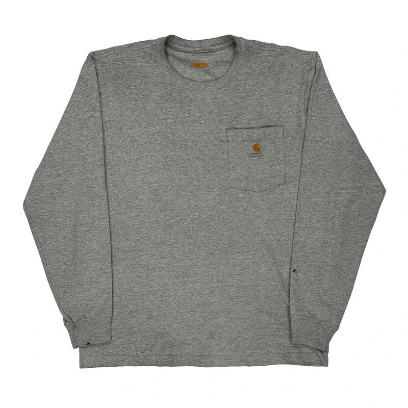 Carhartt Long Sleeve T-Shirt - Large Grey Cotton