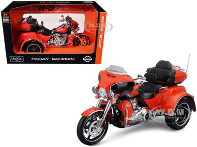 2021 Harley Davidson CVO Tri Glide Motorcycle Orange H-D Custom 1/12 Diecast Model by Maisto