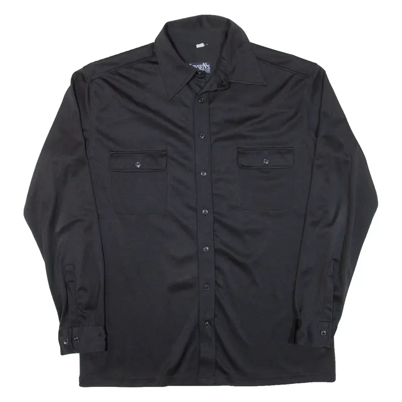 Mens Plain Shirt Black Long Sleeve L