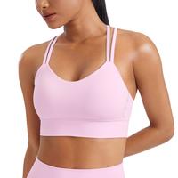 CRZ YOGA Womens Butterluxe Strappy Longline Sports Bra - Molded Cup Double Spaghetti Strap Workout Bra Yoga Crop Tank Top
