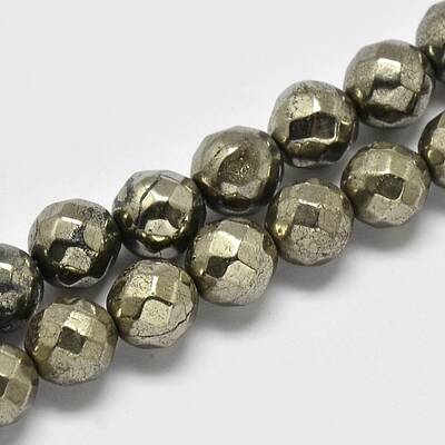 Natural Pyrite Round Beads Strands