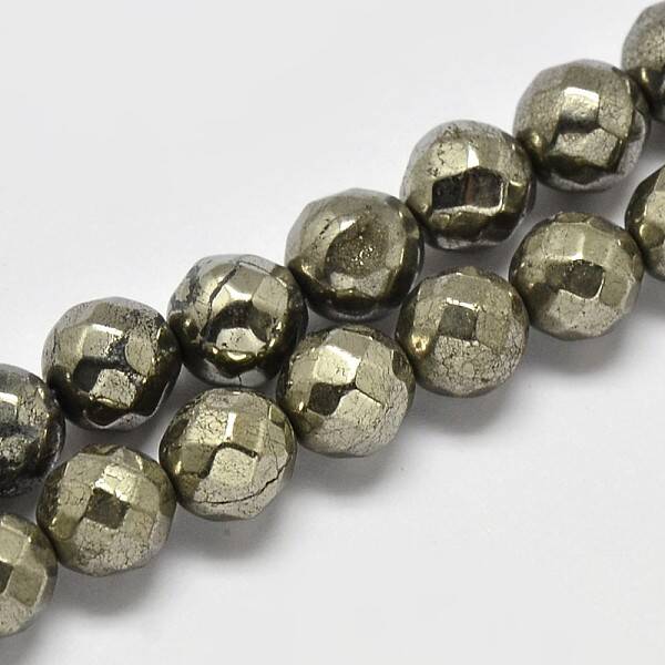 Natural Pyrite Round Beads Strands