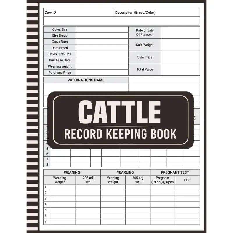 Cattle Record Keeping Book: Keep Your Ranching and Livestock Organized, Planning Calendar, (8.5 x 11 Inches) 110 Pages Paperb...