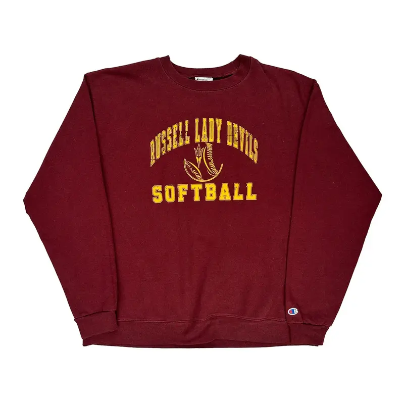 Russell Lady Devils Softball Champion Sweatshirt - XL Burgundy Cotton Blend