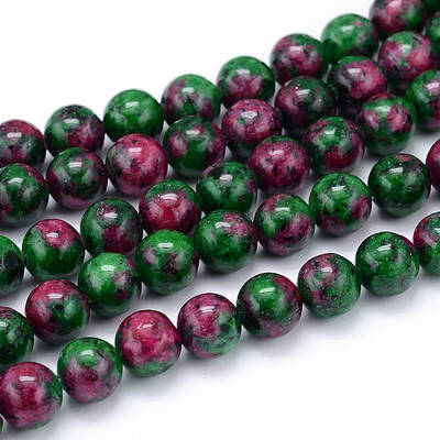 Synthetic Ruby in Zoisite Beads Strands