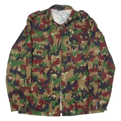 Swiss Mens Military Jacket Brown Twill Camouflage XL