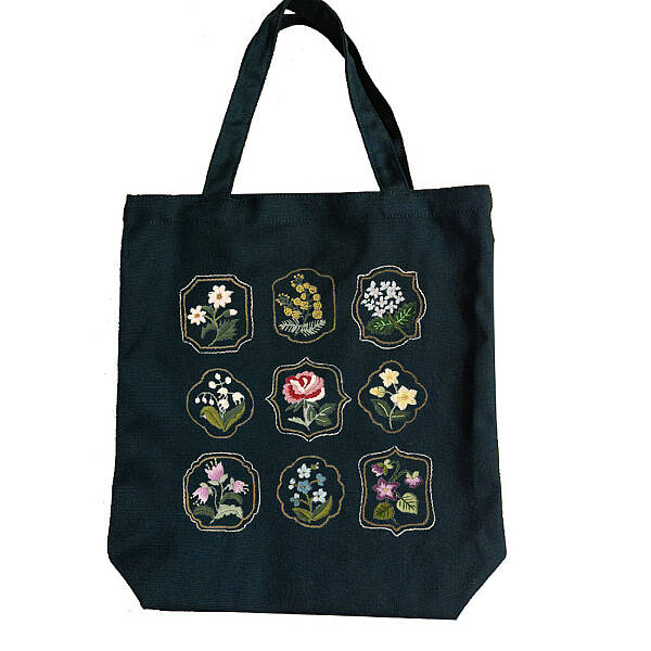 DIY Flower Pattern Tote Bag Embroidery Kit