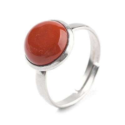 Half Round Natural Red Jasper Finger Rings