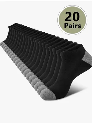 Men's Patchwork Print Ankle Socks, Casual Moisture Wicking Low Cut Socks, Soft Comfy Breathable Socks for Summer Daily Wear, ...