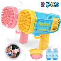 2 PCS Bubble Machine, 40 Holes Bubble Makers with Lights/Bubble Solution, Bubbles Machine for Adults Kids, Summer Toy Gift fo...