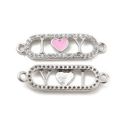 Brass Micro Pave Clear Cubic Zirconia Connetor Charms