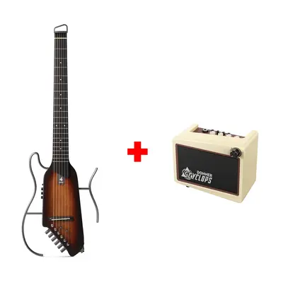 Donner HUSH™ I Acoustic-Electric Travel Guitar - Mahogany Sunburst / Guitar+Cyclops Amplifier