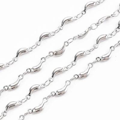 Non-Tarnish 201 Stainless Steel Moon & Oval Link Chains