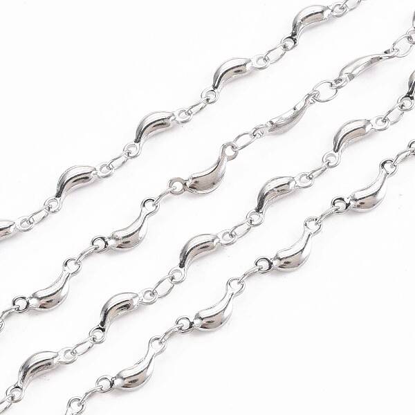 Non-Tarnish 201 Stainless Steel Moon & Oval Link Chains
