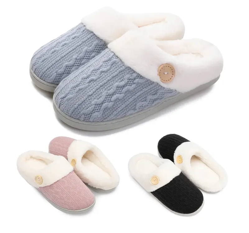 Fuzzy Slippers for Women Indoor Unisex House Shoes Memory Foam Slippers Winter Warm Plush Bedroom Shoes with Faux Lining Comf...