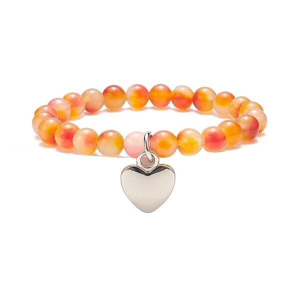 Two Tone Natural Jade Beaded Stretch Bracelet