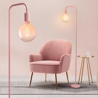 Onewish Floor Lamp for Living Room - Minimalist Industria, With Modern LED Bulb, Globe Black Clear Glass 6\