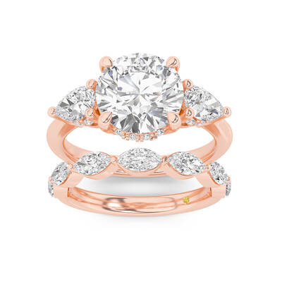 Celestia Lab Grown Round Diamond Engagement Ring with The Elara Wedding Band | 18K Rose Gold 2 1/10 ct. tw.