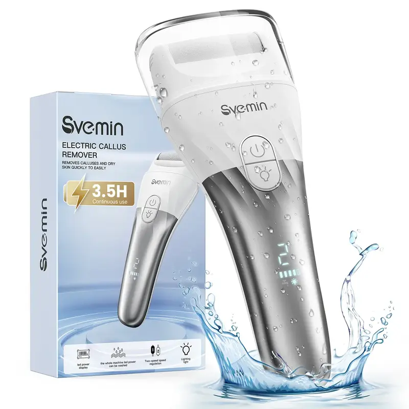 Svemin Electric Foot Callus Remover, Portable Rechargeable Electronic Foot File Pedicure Kit, Waterproof and Washable, Ideal ...