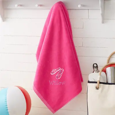 Pink All About Me Fun Embroidered Beach Towel - Aperturee