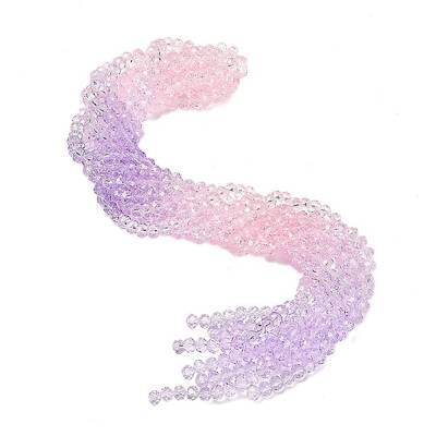 Transparent Painted Glass Beads Strands