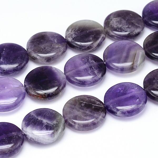 Natural Amethyst Flat Round Bead Strands