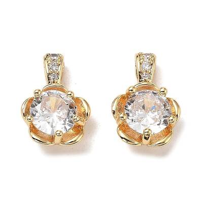 Brass Micro Pave Clear Cubic Zirconia Charms