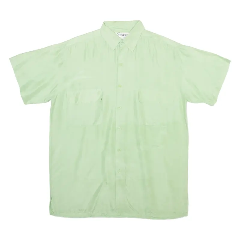 CEDAR SPORT Mens Plain Shirt Green Faux Silk M