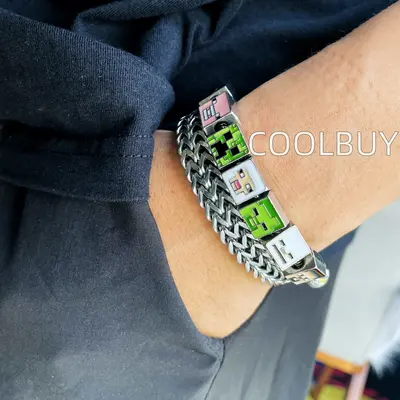 COOLBUY Pixel Beaded Bracelet - Size 17cm/6.7in & 19cm/7.5in - Cute Pixel Character Beads for Boys, Girls, Birthdays & Game L...