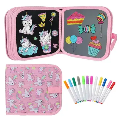 Erasable Doodle Book Set, 13pcs Children's Magic Painting Book Set, Including 1 Reusable Drawing Book with 12 Colored Pens, C...