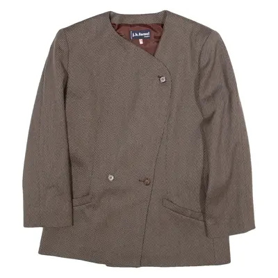 J.H.FARNELL Womens Blazer Coat Brown Wool Striped M