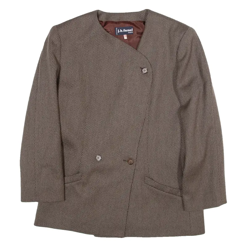 J.H.FARNELL Womens Blazer Coat Brown Wool Striped M