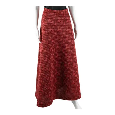 SALY WYLER Womens A-Line Skirt Red Long 90s Crazy Pattern S