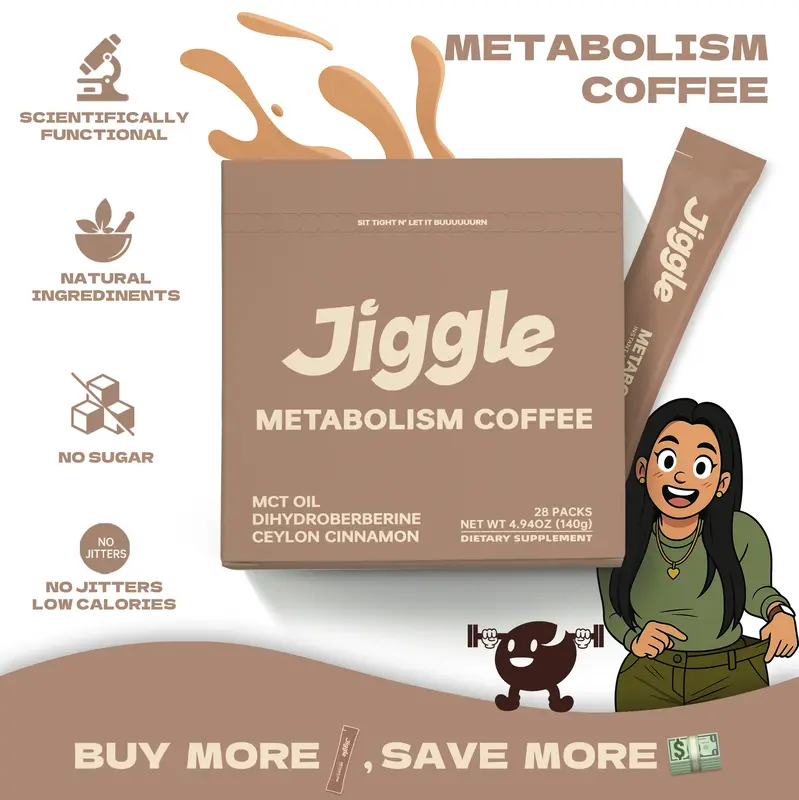 Jiggle Morning-Boost Metabolism Black Coffee | MCT Oil Energy | Balance Cravings | No Sugar No Jitters | 28 Packs On-the-Go B...