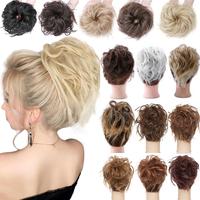 Natural Straight Messy Bun Hair Piece Scrunchie Hair Large Chignon Fake Synthetic Hair Wavy Messy Ponytail Tousled Updo Bun E...