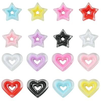 64Pcs 16 Styles Acrylic Beads