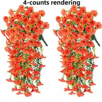 Artificial Hanging Flowers, 2 Counts Fake Plants with Eucalyptus Leaves, Uv Resistant Realistic Hanging Plants for Home Garde...