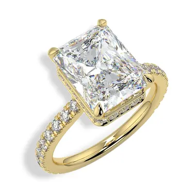 Sterling Silver With Yellow Gold Plated Square Moissanite Engagement Ring For Couple