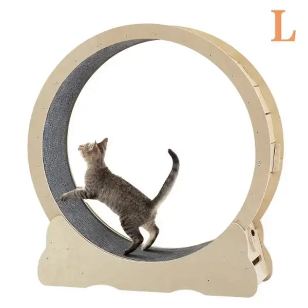 LinkRomat Cat Exercise Wheel - Indoor Cat Treadmill with Carpeted Running Track, Safety Cat Treadmill with Latch, Weighted Wh...