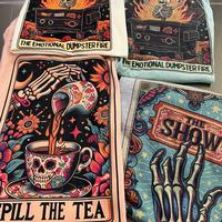 Tarot Skelton Tees Tarot Skull T-Shirts Hot Mess Express Skull Tee Drama Queen Rocker T-shirt Emotional Dumpter Fire Top Funn...