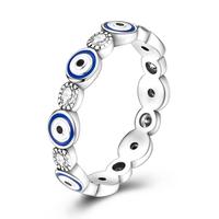 MULA 925 Silver and Gold Plated Evil Eye Ring | Inlaid with Zirconia and Enamel | Exquisite Amulet Design | Fashionable Lucky...