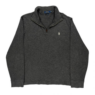 Ralph Lauren 1/4 Zip - Medium Grey Cotton Blend