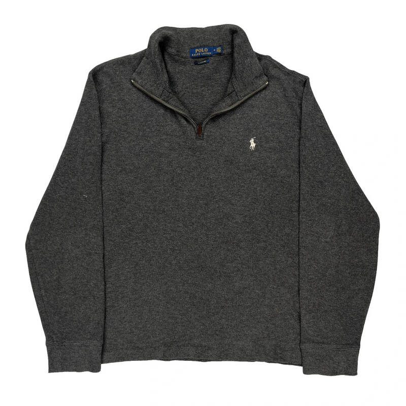 Ralph Lauren 1/4 Zip - Medium Grey Cotton Blend
