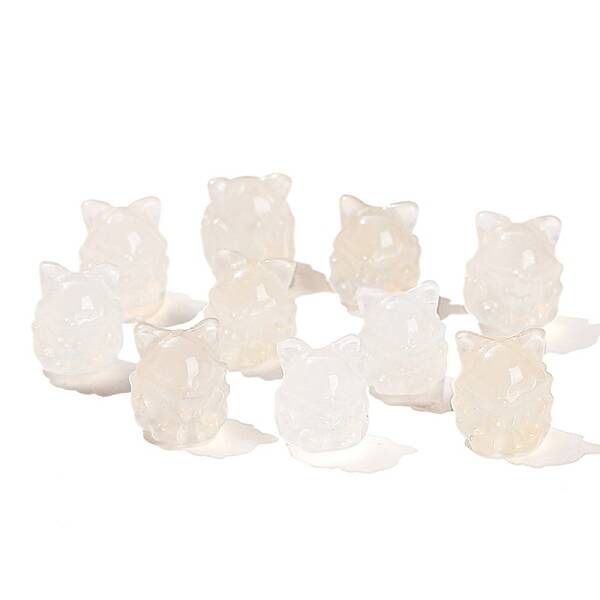 Natural Yan Yuan Agate Carved Nine-Tailed Fox Beads