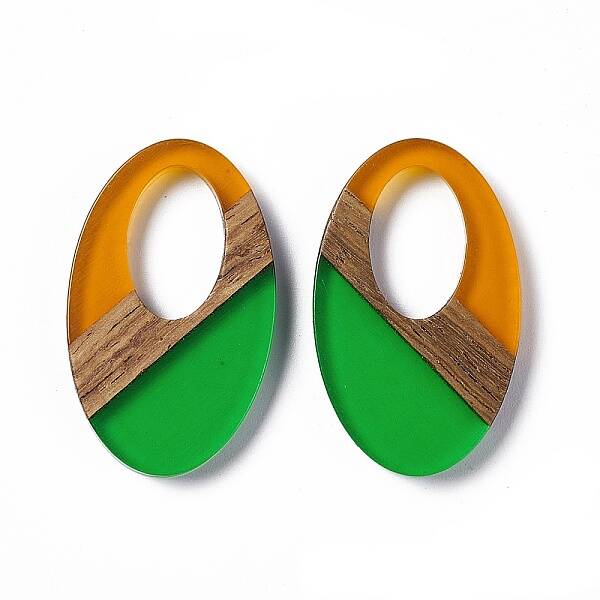 Transparent Resin & Walnut Wood Pendants