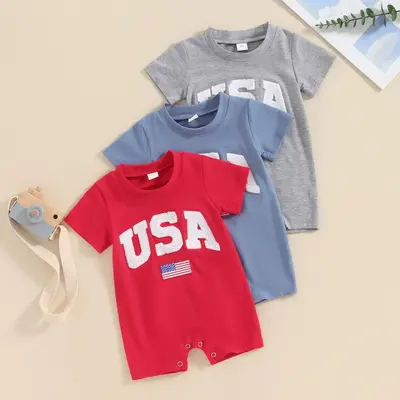 4th Of July Baby Boy Girl Outfit Newborn USA Flag Jumpsuit American Flag Overalls Fourth Of July Clothes