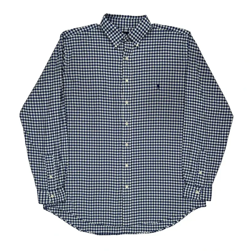 Checked Ralph Lauren Tall Shirt - XL Blue Cotton