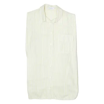 CALVIN KLEIN Womens Shirt Yellow Striped Sleeveless UK 8